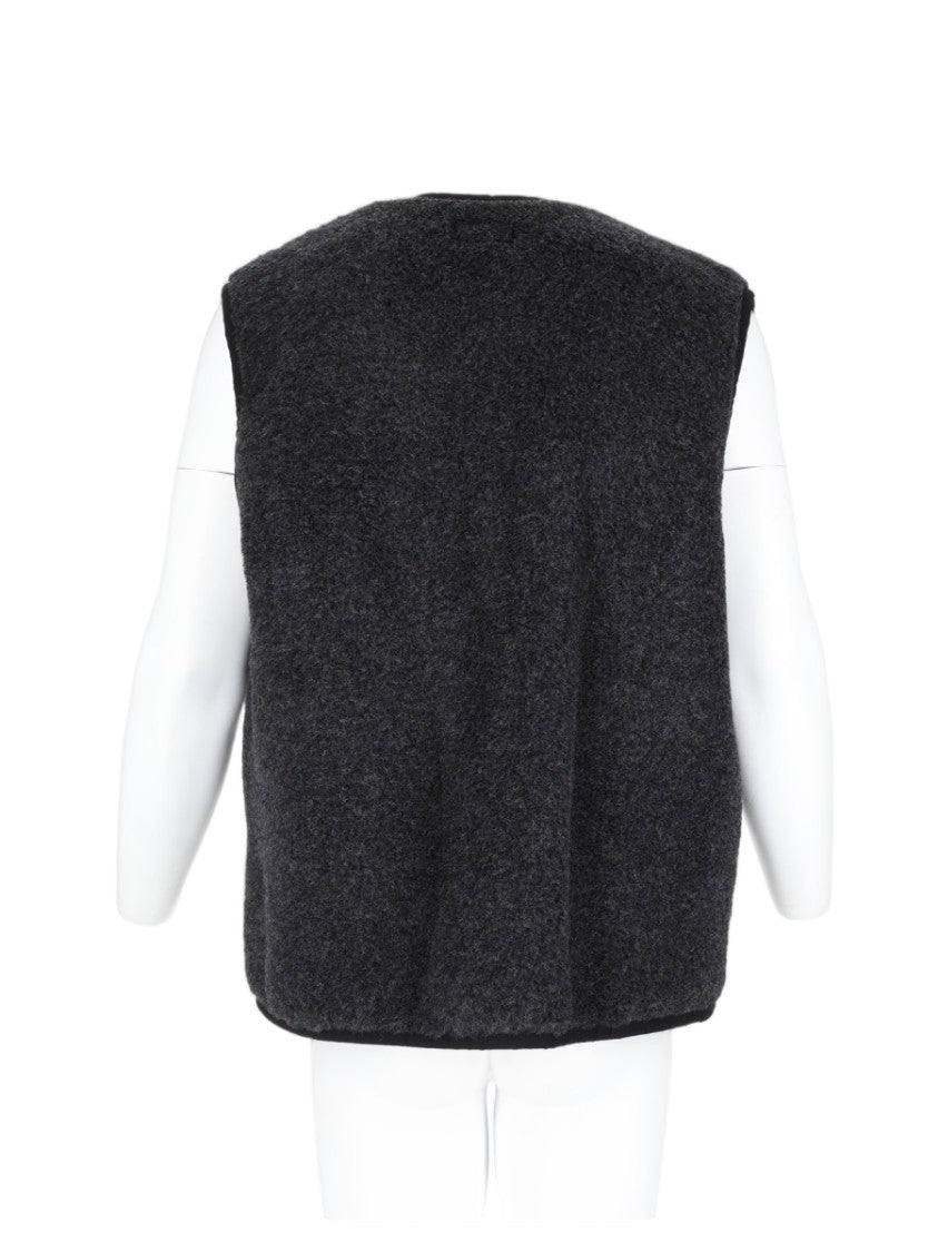 Amish Black Textured Round Neck Vest