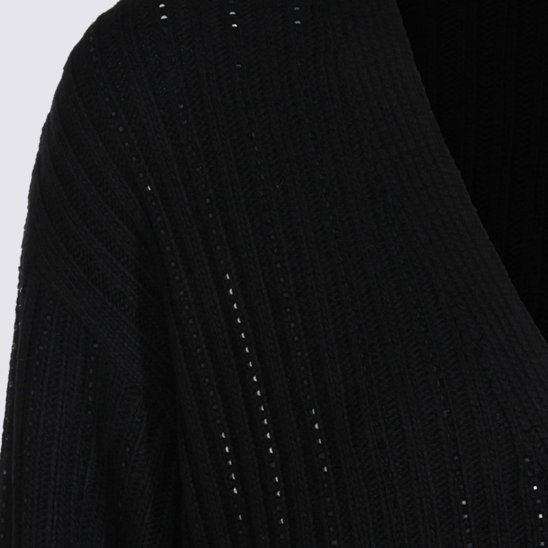 Twin-Set Black Deep V-Neck Button-Down Sweater