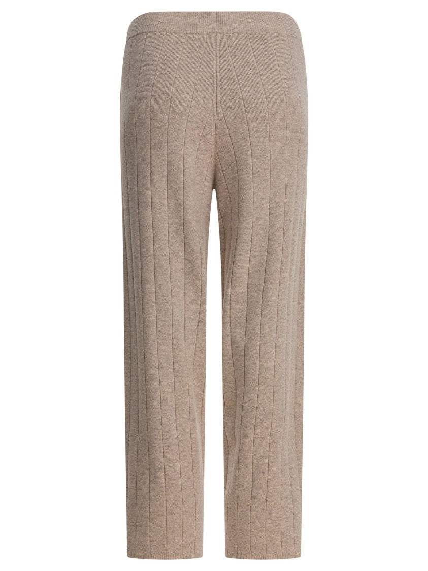 Max Mara Plush Cashmere Trousers With Ribbed Waistband