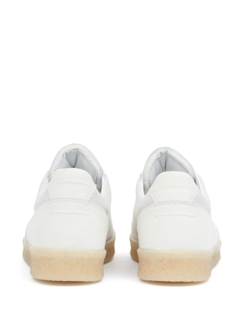 Mm6 By Maison Margiela Classic White Sneakers With Branded Detailing