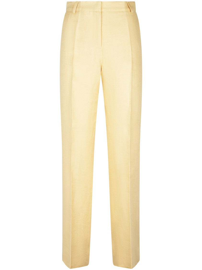 Max Mara Straight-Leg Linen Trousers With Tailored Finish