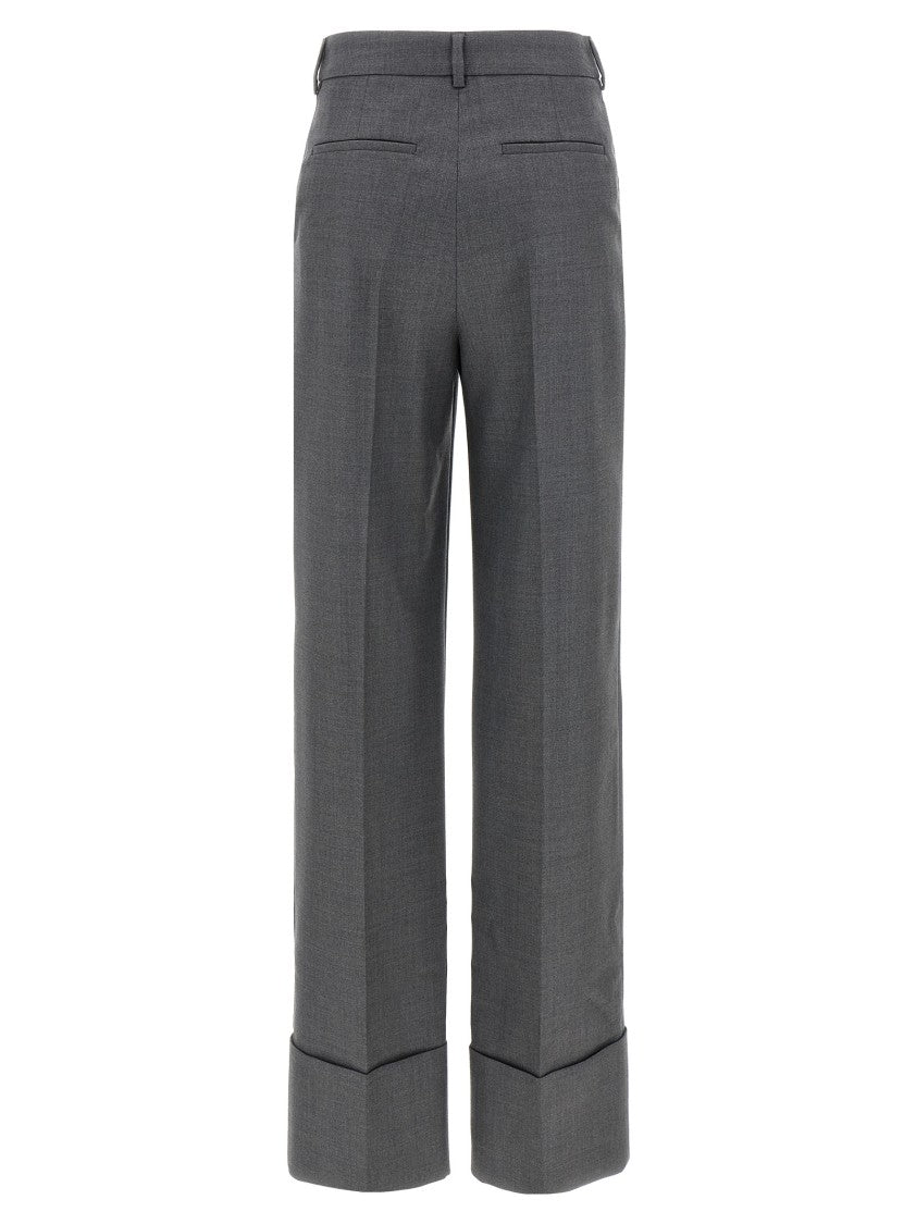 Valentino Garavani Wide-Leg Virgin Wool Trousers With Maxi Turn-Up