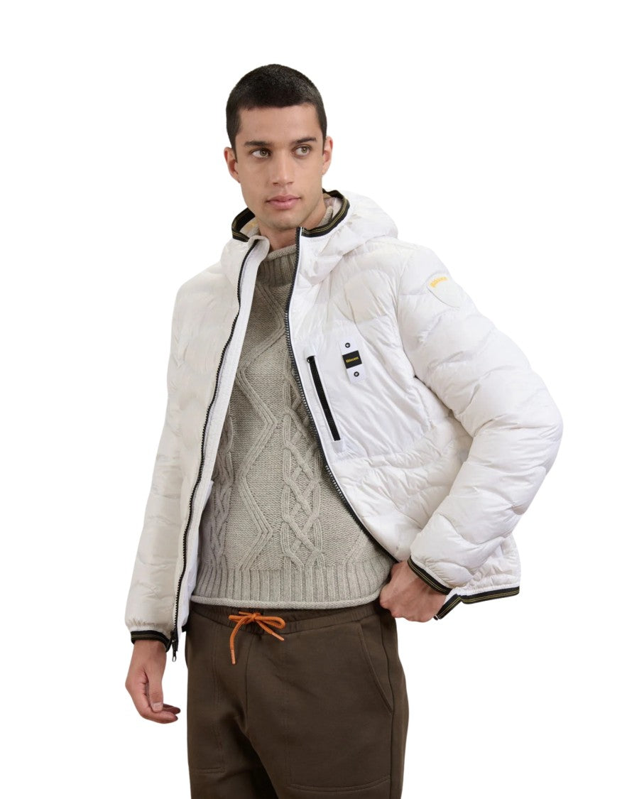 Blauer White Wave Quilted Hooded Polyamide Down Jacket
