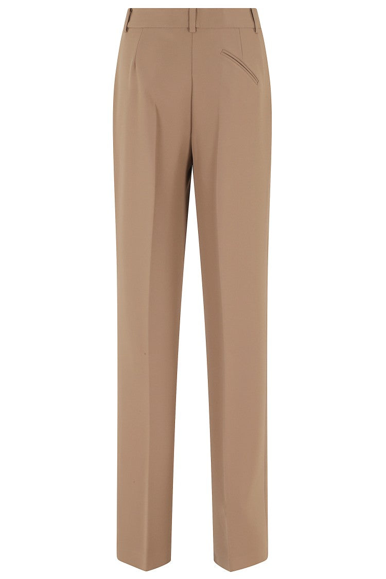 Federica Tosi Hazelnut Straight Cady Belt-Loops Polyester Formal Pants