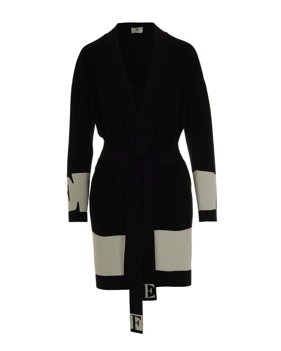 Elisabetta Franchi Viscose Cardigan With Shiny Stripes – Black/Milk