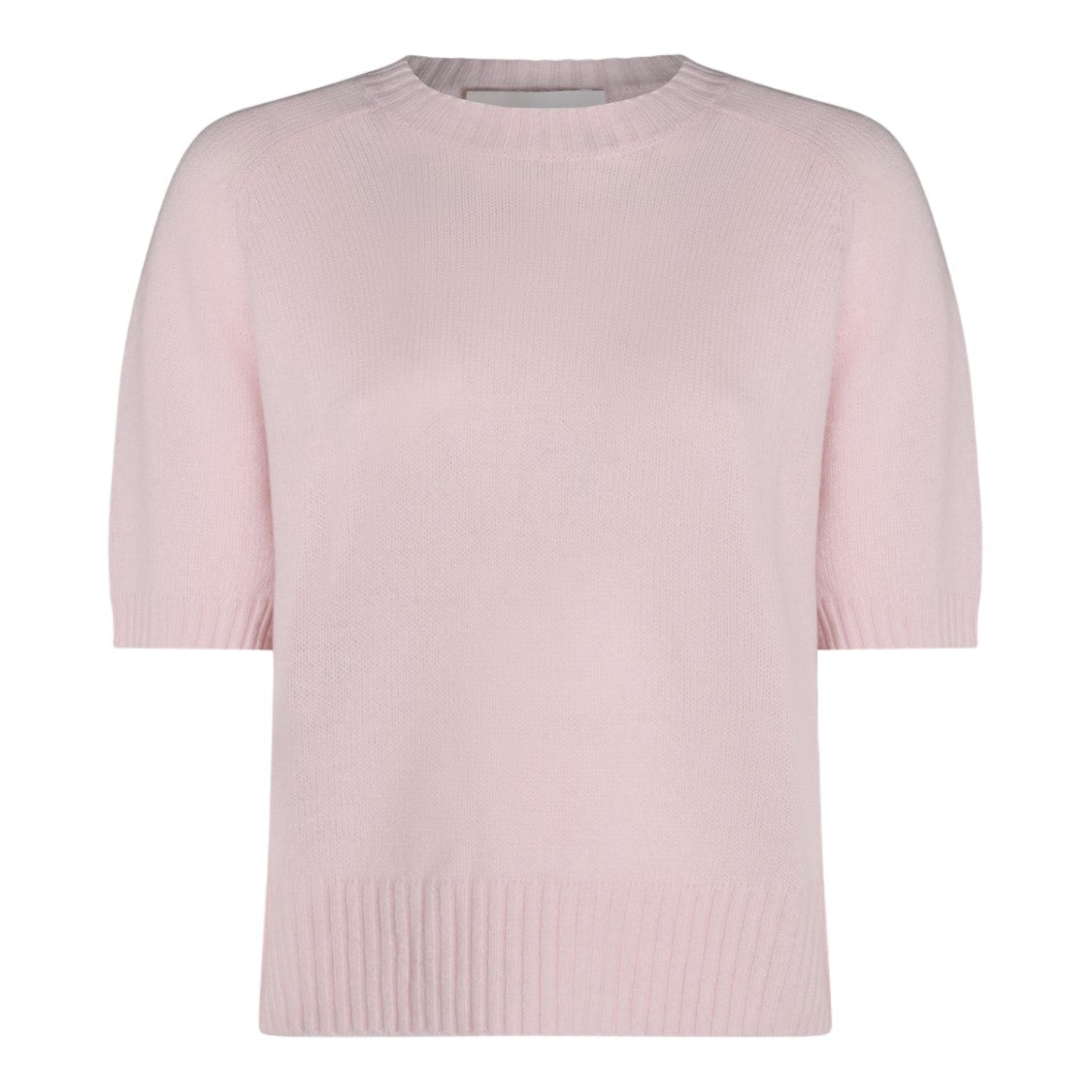 Allude Light Pink Ribbed Crewneck Sweater