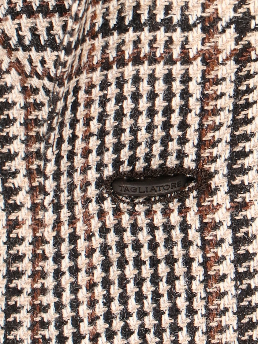 Tagliatore Beige Pied De Poule Wool-Blend Blazer