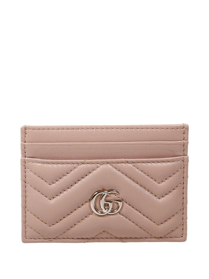 Gucci Chevron-Quilted Lamb Leather Cardholder With Metallic Detail