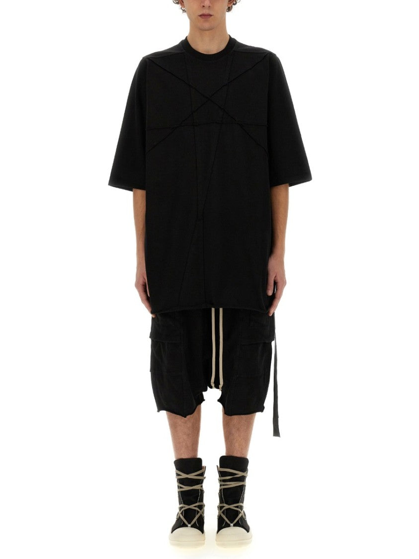Drkshdw By Rick Owens Oversized Cotton T-Shirt With Geometric Design And Relaxed Fit