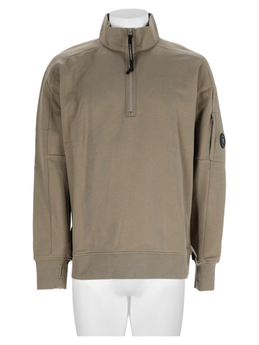C.P. Company Grey High-Collar Half-Zip Cotton Sweatshirt