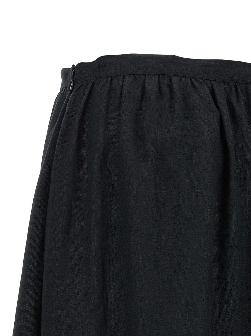 Kiton Fringed Maxi Skirt With Tiered Design And Belted Waist