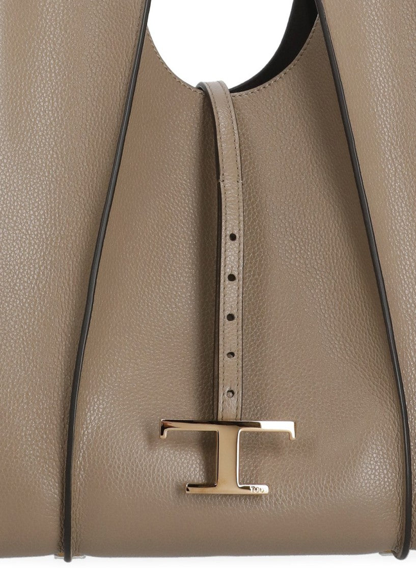 Tod's Medium Leather Tote Bag With Monogram Logo And Detachable Pochette