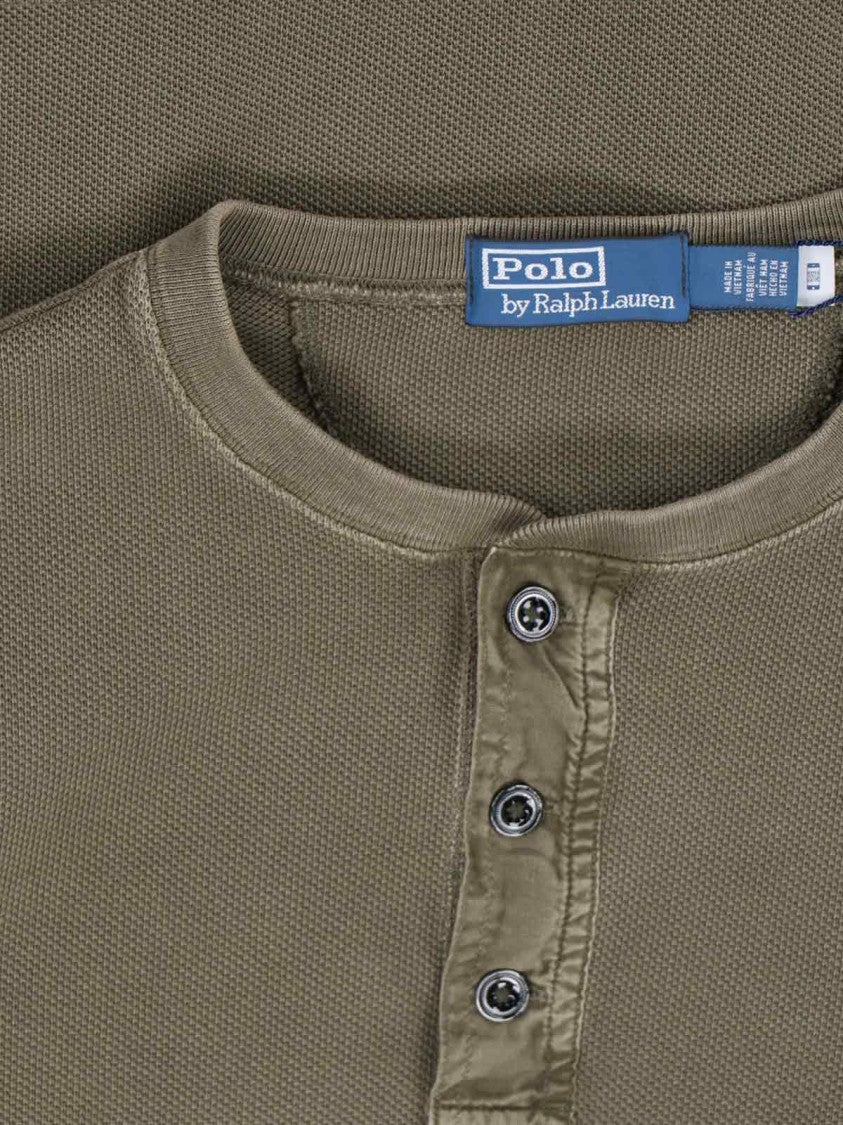 Polo Ralph Lauren Henley Sweater In Green Cotton