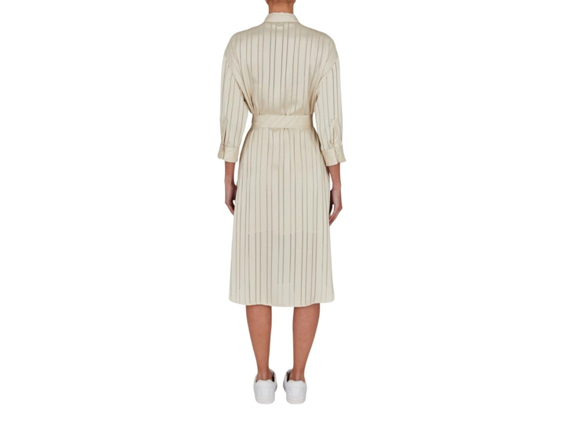 Armani Exchange Beige Midi Shirt Dress
