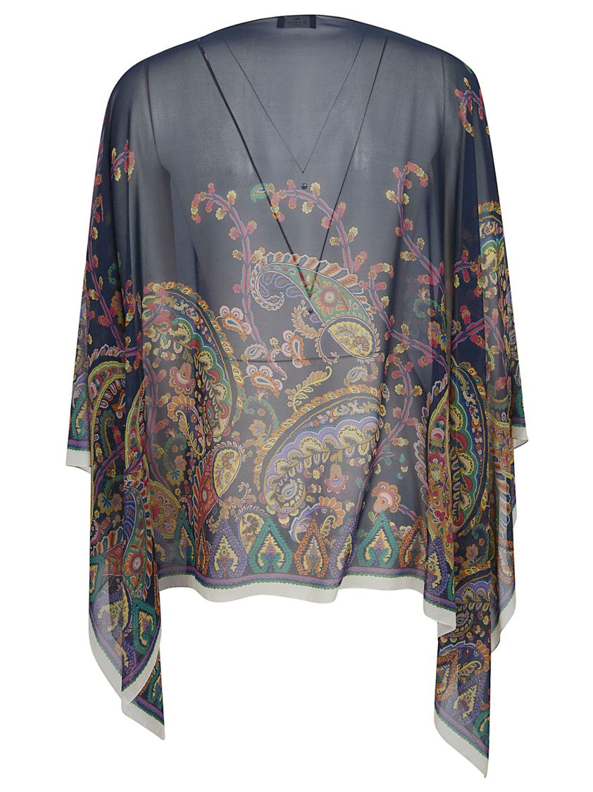 Etro Multicolour Silk Lightweight Cape Jacket