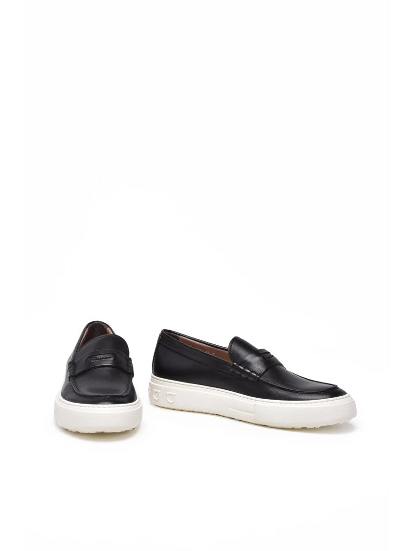 Salvatore Ferragamo Black Leather Melville Loafers