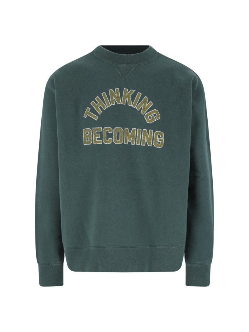 Sacai Graphic Print Cotton Sweatshirt With Ribbed Trims
