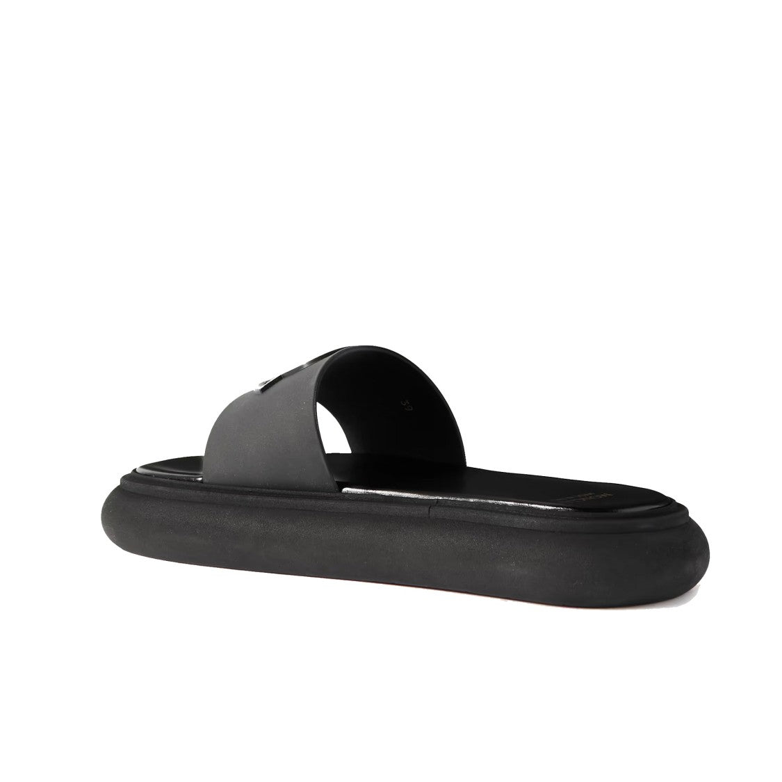 Moncler Cushioned Black Logo Slides With Relief Detail