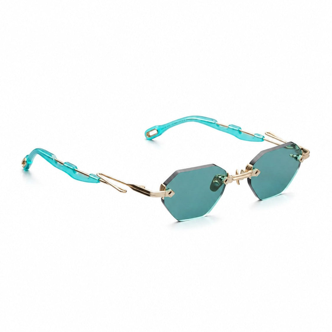 Capote Eyewear Gold Green C36 Rimless Paper Clip Sunglasses