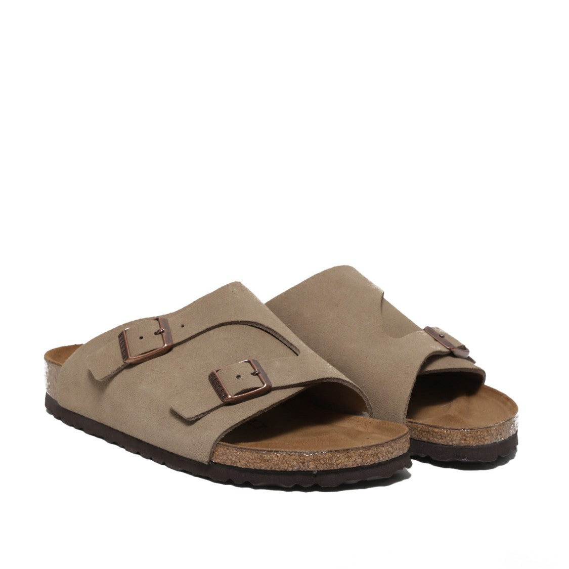 Birkenstock Zurich Double Buckle Slipper In Soft Taupe Suede