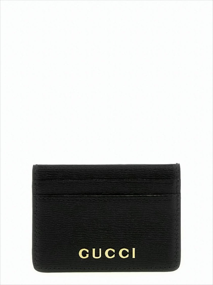Gucci Textured Leather Compact Card Wallet With Metallic Logo