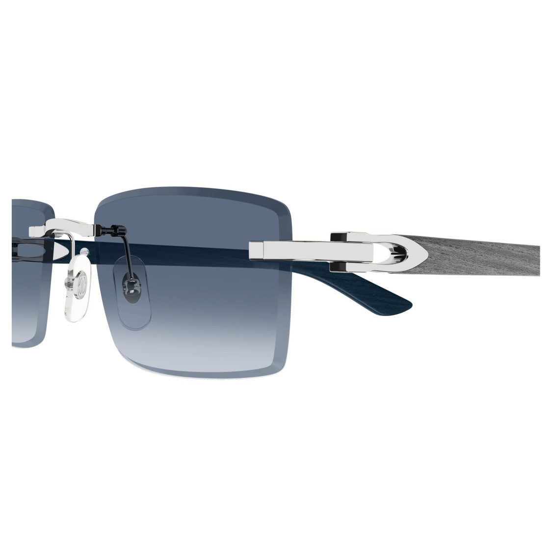 Cartier Rimless Rectangular Sunglasses With Gradient Blue Lenses