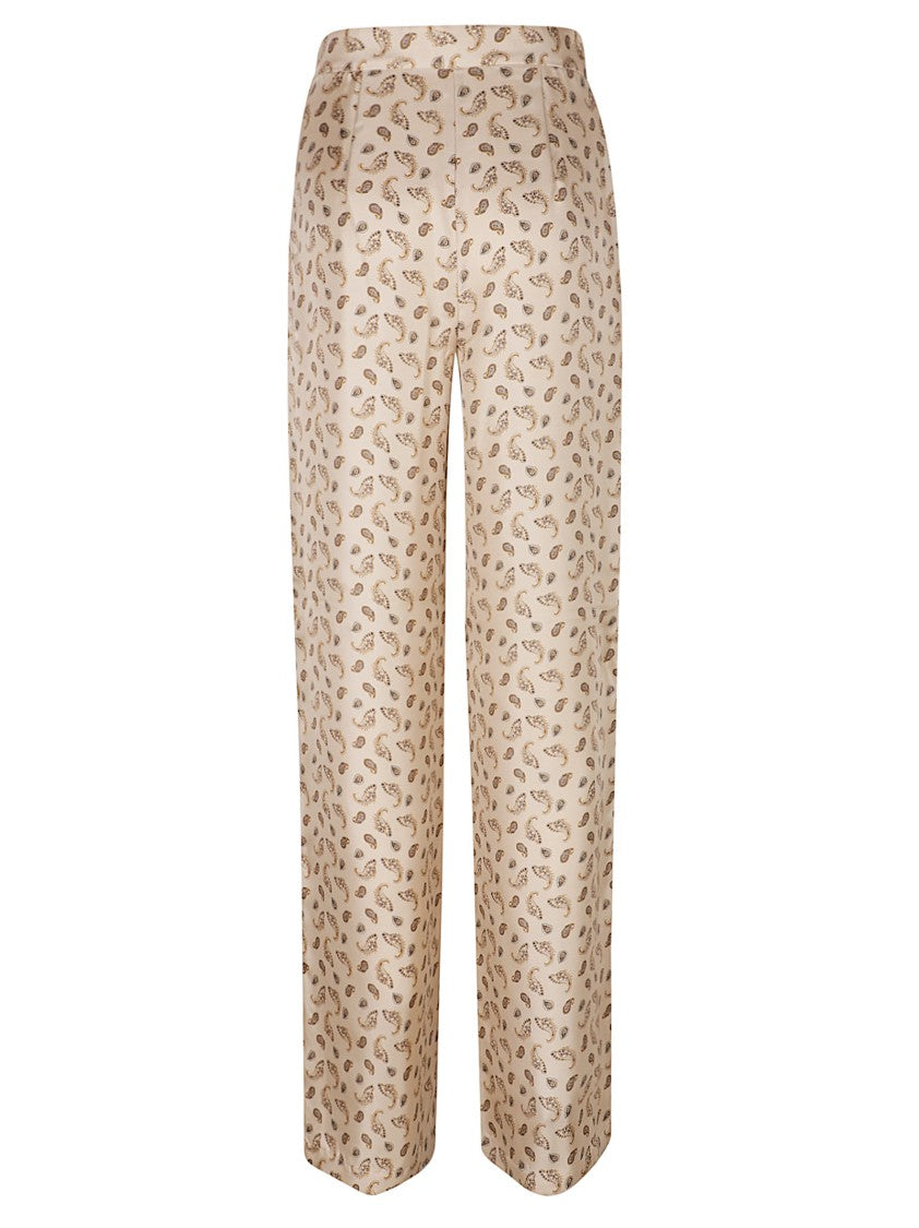 Max Mara Straight-Leg Silk Trousers With Paisley Pattern And Tailored Waistband
