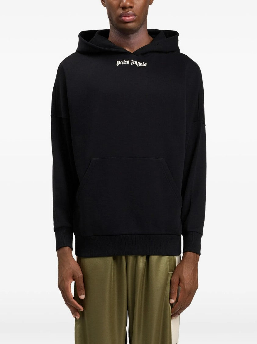 Palm Angels Black Classic Logo Over Cotton Hoodie