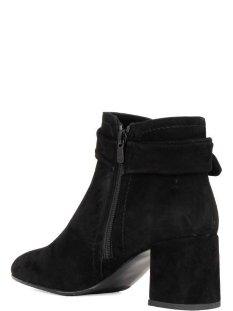Sergio Moretti Black Classic Decorative Knot Suede Ankle Boots