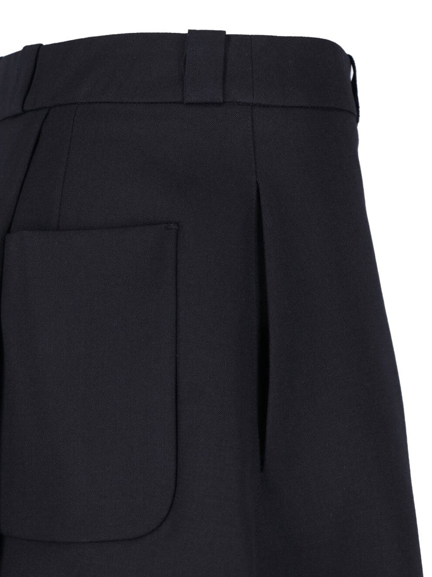 Our Legacy Black Origami Raw Edge Asymmetrical Gabardine Midi Skirt