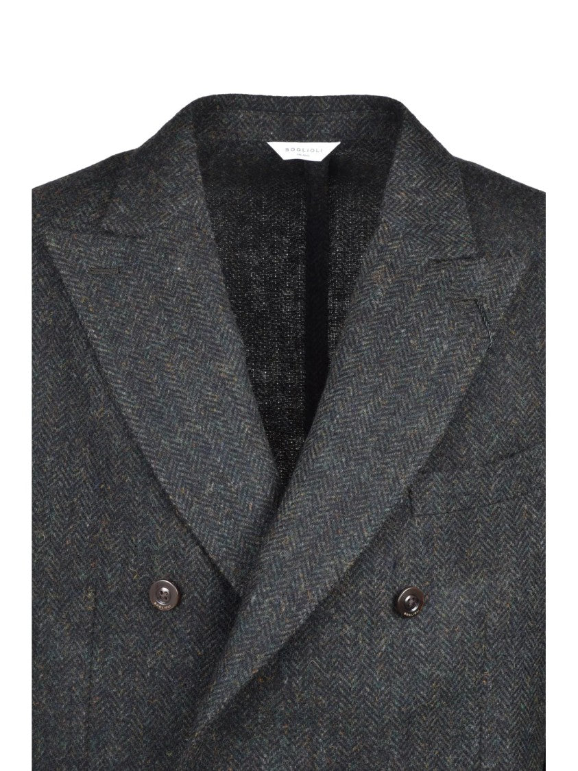 Boglioli Green Double-Breasted Wool Jacket