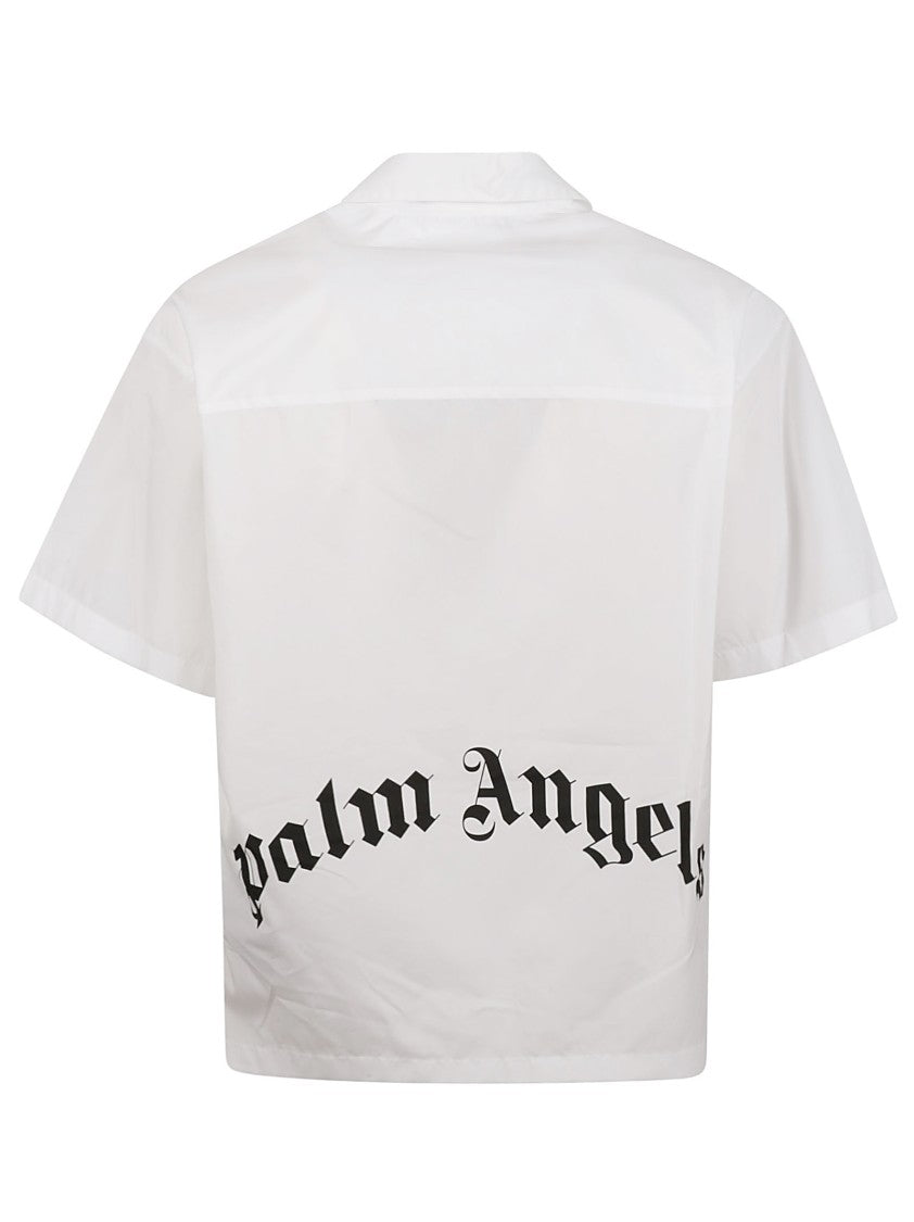 Palm Angels Short-Sleeved Button-Down Shirt With Bold Logo