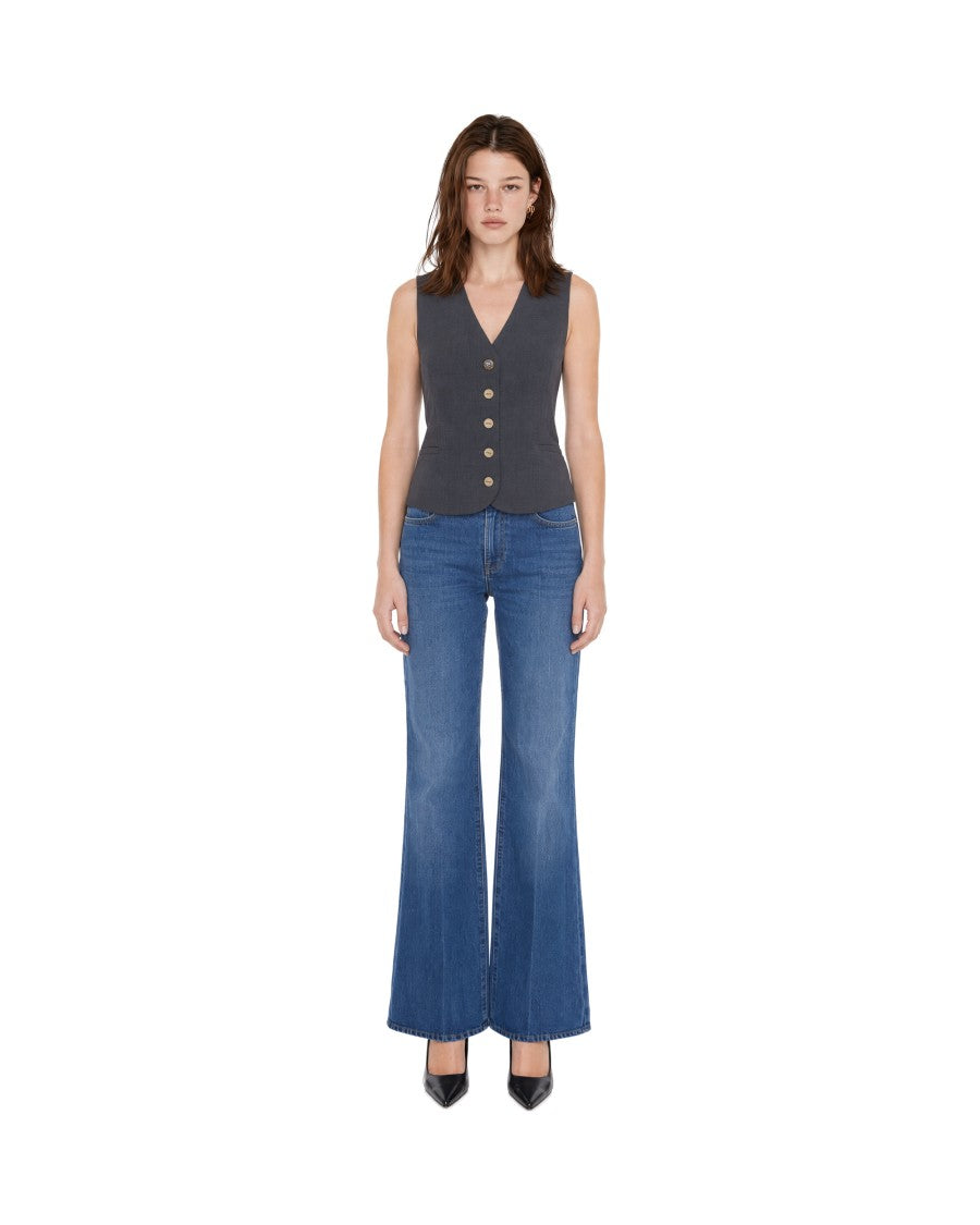 Liu Jo Tailored Grey Vest With V-Neckline And Contrasting Back