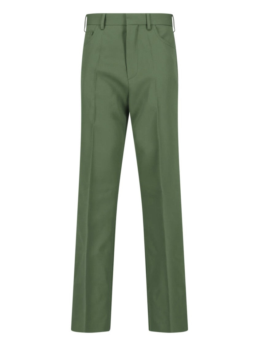 Marni Green Tailored Straight-Leg Wool Pants