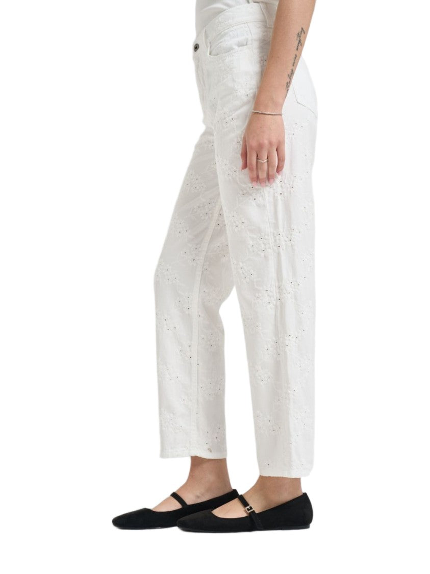 Liu Jo White Floral Embroidery Jeans