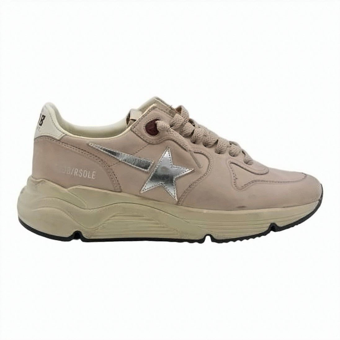 Golden Goose Chunky Beige Suede Sneakers With Metallic Accents