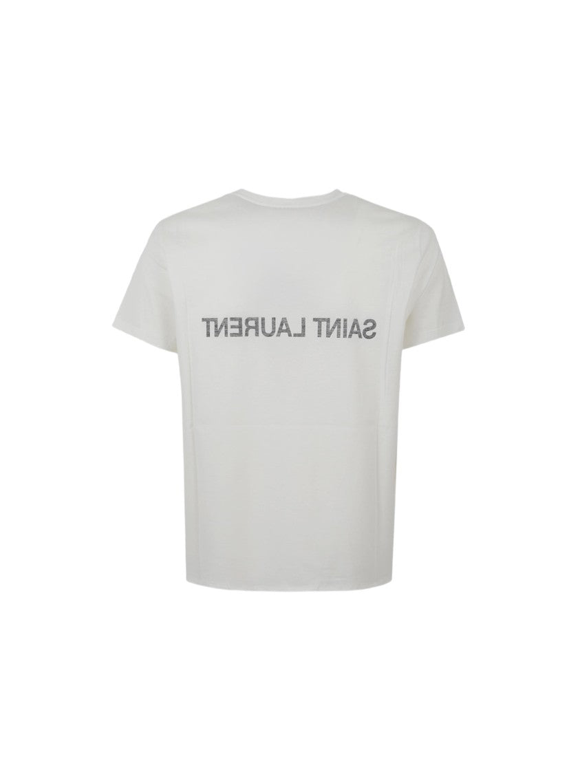 Saint Laurent White Round-Neck T-Shirt With Tube Volume Silhouette