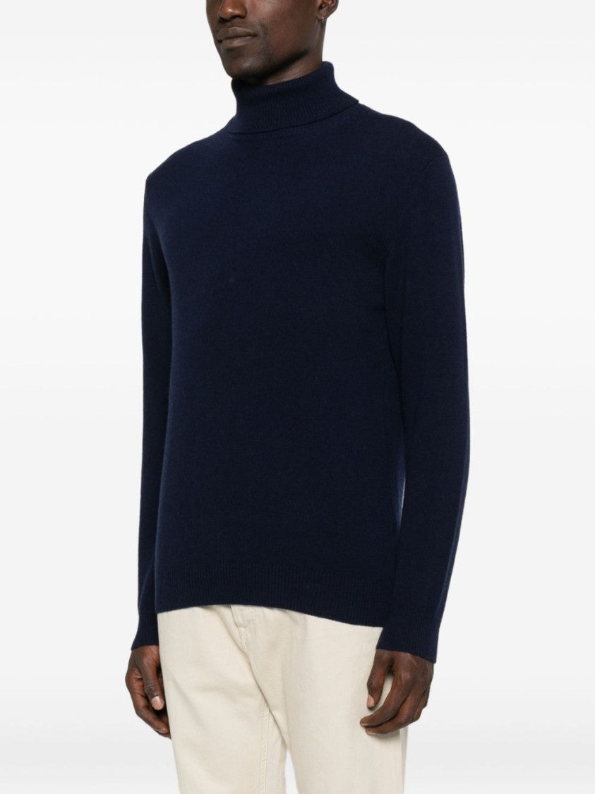 Daniele Fiesoli Classic Navy Blue Turtleneck Sweater