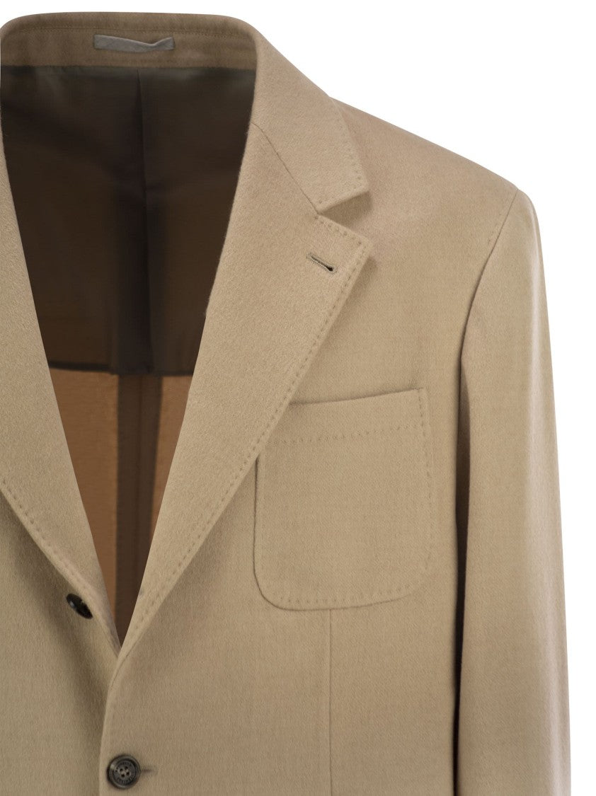 Brunello Cucinelli Camel Jacket With Patch Pockets