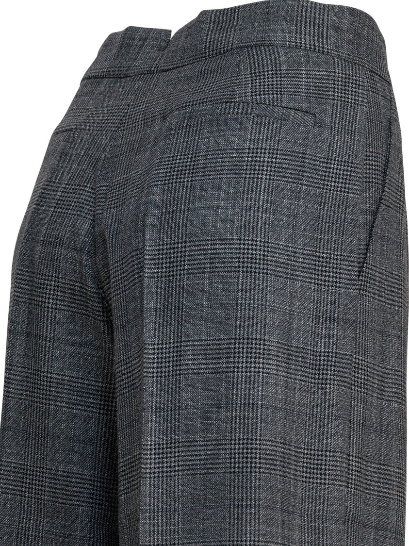 Sa Su Phi Wide-Leg Trousers With Tailored Fit And Subtle Checkered Pattern