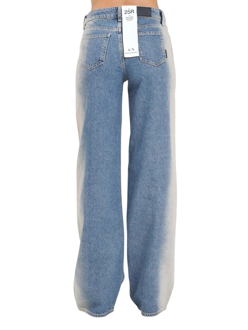 Armani Exchange Light Blue Cotton Relaxed Jeans
