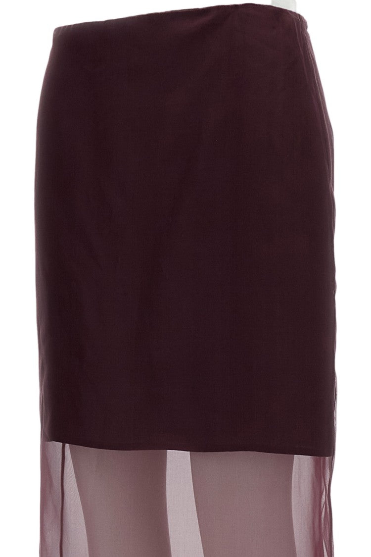 Federica Tosi Organza Silk Midi Skirt With Distinctive Rear Slit