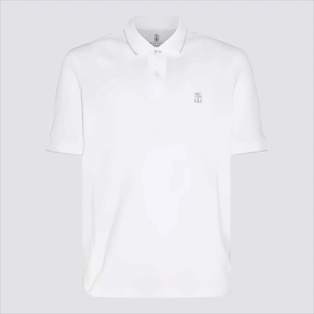 Brunello Cucinelli White Short-Sleeve Polo Shirt