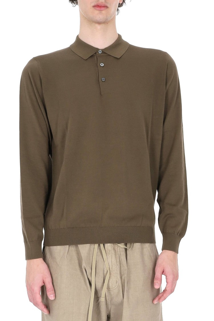Drumohr Military Green Long-Sleeve Polo Shirt