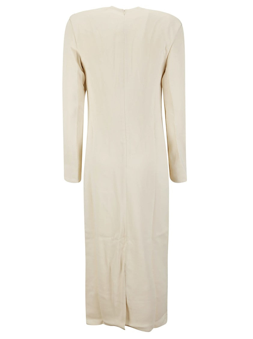 Az Factory Beige Midi Dress With Deep V -Neck