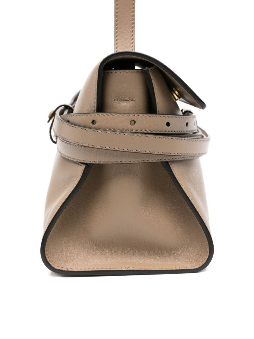 Moschino Structured Elongated Beige Silk Handbag
