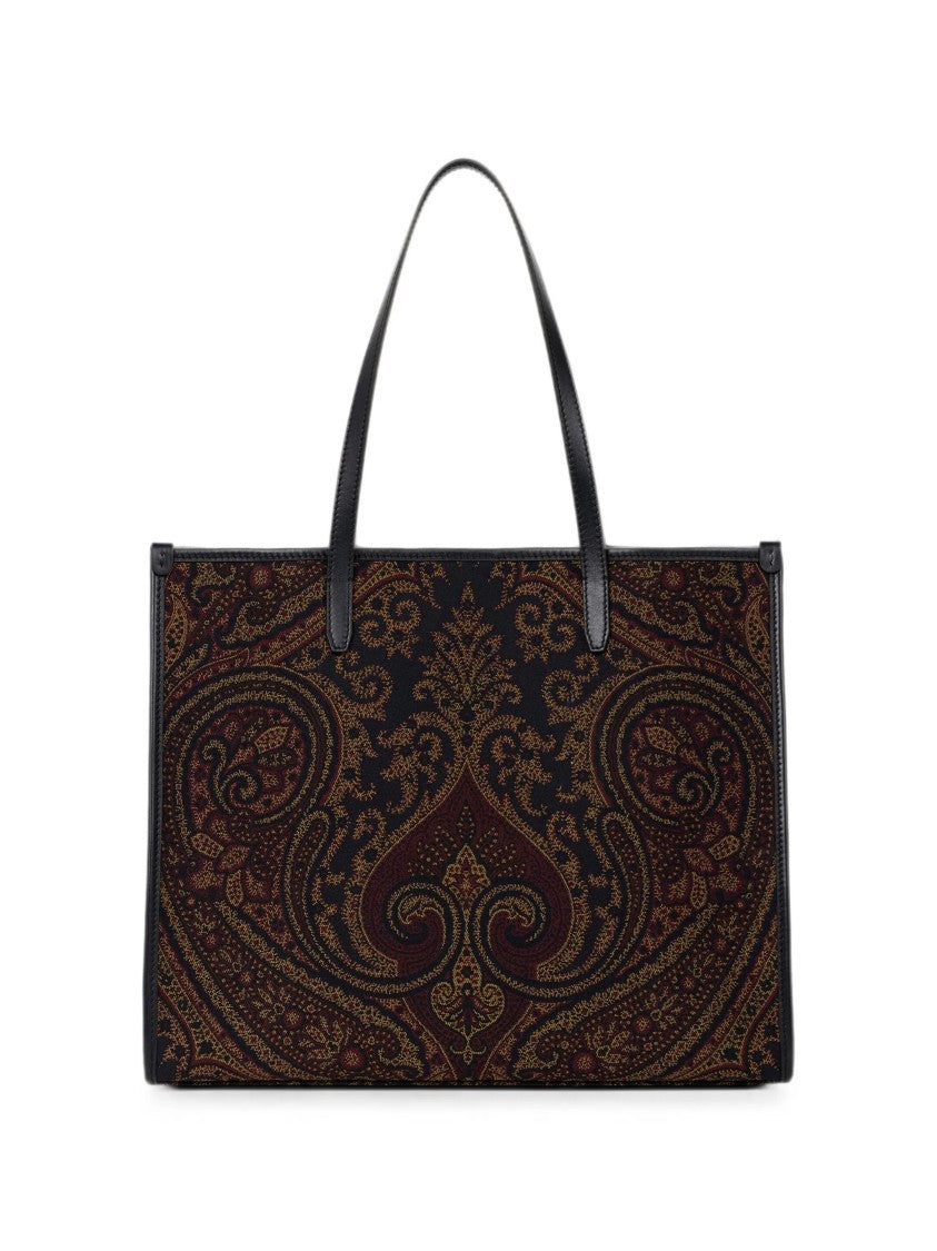 Etro Intricate Paisley Pattern Tote Bag With Leather Handles