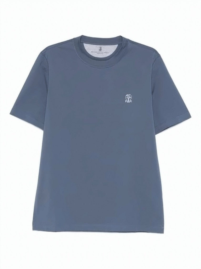 Brunello Cucinelli Cotton Jersey Crew Neck T-Shirt With Embroidered Logo