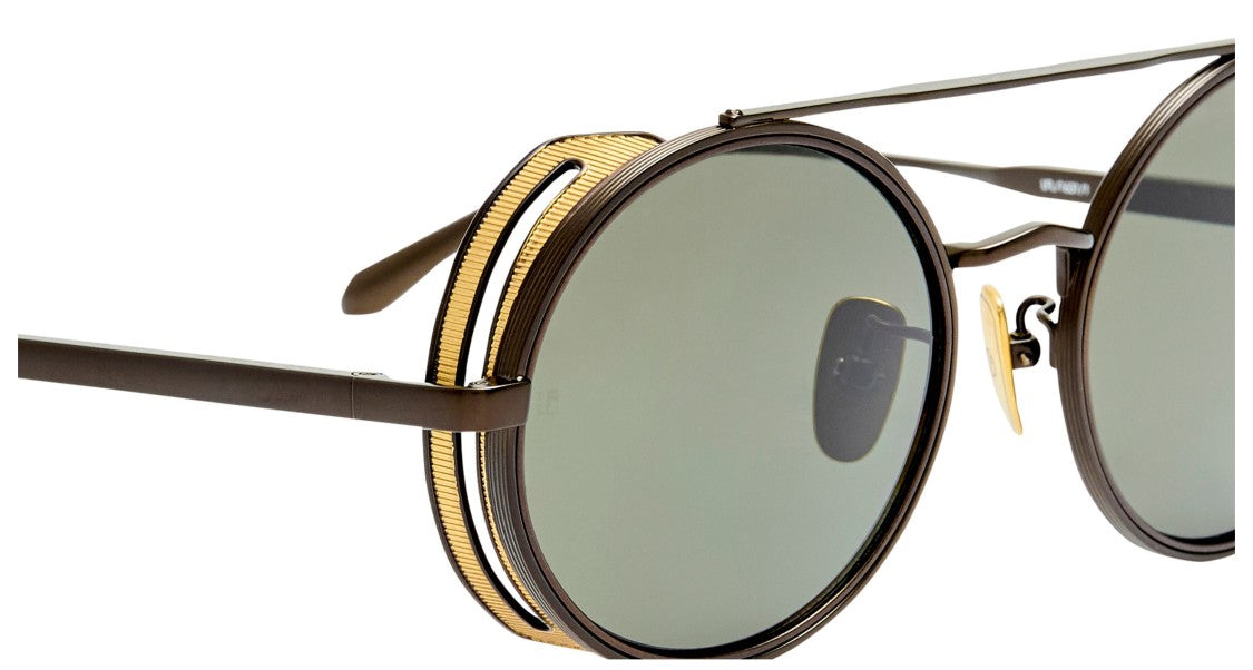 Linda Farrow Lfl Large Round Titanium Sunglasses With Double Bridge Design