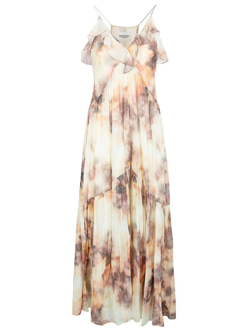 Isabel Marant Étoile Cloud-Print Maxi Dress In Organic Cotton Voile